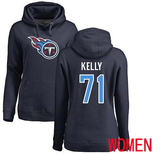 Tennessee Titans Navy Blue Women Dennis Kelly Name and Number Logo NFL Football #71 Pullover Hoodie Sweatshirts->women nfl jersey->Women Jersey